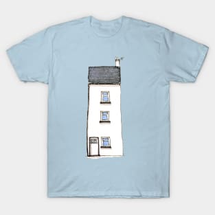 Cottage in Devon White Watercolor T-Shirt